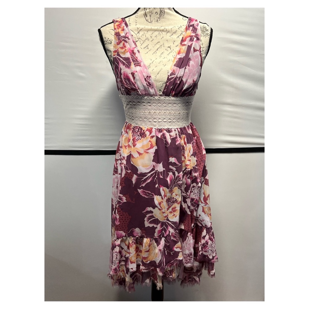 Free People Purple Floral Pattern Hi-Low Dress #4808841
